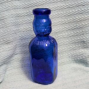 Brookfield Baby Top Cobalt Blue Embossed Glass Bottle - Antique Style